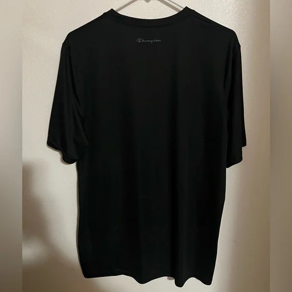 CHAMPION Classic Quick Dry Athletic Athleisure Short Sleeve T Shirt Black Mens L - Picture 5 of 5